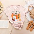 Fall Book Pumpkin Ghost Reading Books Halloween Teacher Women's Heather T-Shirt Heather Peach