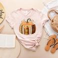 Fall Book Pumpkin Halloween Teacher Librarian Thanksgiving Women's Heather T-Shirt Heather Peach