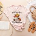 Fall In Love With Reading Book Autumn Teachers Pumpkins Women's Heather T-Shirt Heather Peach Fall In Love With Reading Book Autumn Teachers Pumpkins Women's Heather T-Shirt Heather Peach