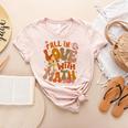 Fall In Love With Science Math Teacher Fall Thanksgiving Women's Heather T-Shirt Heather Peach