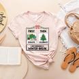 First Educate Then Celebrate Christmas Teacher Winter Break Women's Heather T-Shirt Heather Peach First Educate Then Celebrate Christmas Teacher Winter Break Women's Heather T-Shirt Heather Peach