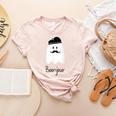 French Teacher Halloween Bonjour Ghost Women's Heather T-Shirt Heather Peach