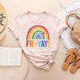 Fri-Yay Friyay Rainbow Colors Teacher Childrens Fun Designs Women's Heather T-Shirt Heather Peach Fri-Yay Friyay Rainbow Colors Teacher Childrens Fun Designs Women's Heather T-Shirt Heather Peach