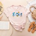 Hanukkah Leopard Plaid Teacher Chanukah Jewish Women Men Women's Heather T-Shirt Heather Peach