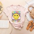 Happy Dot Day Hippie Flowers Smile Face Groovy Teacher Kids Women's Heather T-Shirt Heather Peach Happy Dot Day Hippie Flowers Smile Face Groovy Teacher Kids Women's Heather T-Shirt Heather Peach
