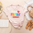 Happy Fri-Yay Friday Lovers Fun Teacher Life Weekend Women's Heather T-Shirt Heather Peach Happy Fri-Yay Friday Lovers Fun Teacher Life Weekend Women's Heather T-Shirt Heather Peach