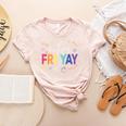 Happy Fri Yay Teacher Friday For Men Women Women's Heather T-Shirt Heather Peach