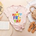 Happy Fri-Yay Teacher Life Weekend Pun Happy Friday Women's Heather T-Shirt Heather Peach