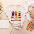 Happy Hallothanksmas Halloween Thanksgiving Pencils Teachers Women's Heather T-Shirt Heather Peach