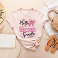 Hello Second Grade First Day Of School Coquette Teacher Girl Women's Heather T-Shirt Heather Peach Hello Second Grade First Day Of School Coquette Teacher Girl Women's Heather T-Shirt Heather Peach