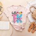 Hello TK Transitional Kindergarten Back To School Teacher Women's Heather T-Shirt Heather Peach