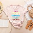 I'm Mom Grandma And A Retired Teacher Nothing Scares Me Men Women Women's Heather T-Shirt Heather Peach