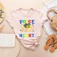 I Am Their Voice They Are My Heart Autism Awareness Teacher Women's Heather T-Shirt Heather Peach