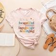 It's A Beautiful Day For Language Learning ESL Teacher ESOL Women's Heather T-Shirt Heather Peach
