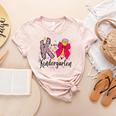 K Is For Kindergarten Teacher Coquette Bow Back To School Women's Heather T-Shirt Heather Peach K Is For Kindergarten Teacher Coquette Bow Back To School Women's Heather T-Shirt Heather Peach