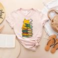 Kawaii Cats Lover Coffee Books Teacher Librarian Cat Women's Heather T-Shirt Heather Peach
