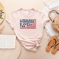 Literacy Justice For All Teacher Women's Heather T-Shirt Heather Peach Literacy Justice For All Teacher Women's Heather T-Shirt Heather Peach
