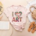 I Love Art Artist Painter Colorful Painting Art Teacher Women's Heather T-Shirt Heather Peach