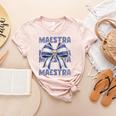 Maestra El Salvador Coquette Bow Hispanic Spanish Teacher Women's Heather T-Shirt Heather Peach