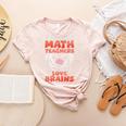 Math Teachers Love Brains Scary Halloween Men Women Women's Heather T-Shirt Heather Peach