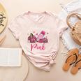 In October We Wear Pink Apple Teacher Daisy Breast Cancer Women's Heather T-Shirt Heather Peach