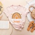 One Thankful Preschool Teacher Thanksgiving Rainbow Women's Heather T-Shirt Heather Peach