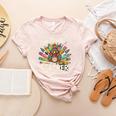 One Thankful Teacher Cute Thanksgiving Turkey School Women's Heather T-Shirt Heather Peach