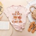 One Thankful Teacher Fall Leaves Thanksgiving Retro Women's Heather T-Shirt Heather Peach