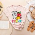 P Is For Pre-K Teacher Pencil Apple Back To School Women's Heather T-Shirt Heather Peach P Is For Pre-K Teacher Pencil Apple Back To School Women's Heather T-Shirt Heather Peach