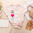Peace Love Math Maths Teacher Pi Symbol Men Women Women's Heather T-Shirt Heather Peach