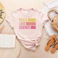 Peace Love Science Lovers Math Chemistry Teacher Women's Heather T-Shirt Heather Peach Peace Love Science Lovers Math Chemistry Teacher Women's Heather T-Shirt Heather Peach