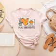 Peace Love Visuals Sped Teacher Pumpkin Skeleton Halloween Women's Heather T-Shirt Heather Peach Peace Love Visuals Sped Teacher Pumpkin Skeleton Halloween Women's Heather T-Shirt Heather Peach