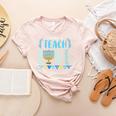 I Promise To Teach Love Hanukkah Chanukah Jewish Teacher Women's Heather T-Shirt Heather Peach