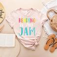 Reading Is My Jam Back To School Teacher Women's Heather T-Shirt Heather Peach Reading Is My Jam Back To School Teacher Women's Heather T-Shirt Heather Peach