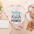 Retro Groovy Teaching Is My Super Power Teacher's Present Men Women Women's Heather T-Shirt Heather Peach