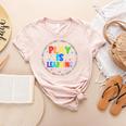Retro Play Is Learning Teacher Back To School Women's Heather T-Shirt Heather Peach