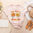 Retro Pumpkin Fall In Love With Learning Autumn Teacher Women's Heather T-Shirt Heather Peach