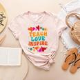 Retro Teach Love Inspire Back To School Teachers Women's Heather T-Shirt Heather Peach Retro Teach Love Inspire Back To School Teachers Women's Heather T-Shirt Heather Peach
