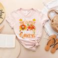 School Thankful I Teach The Cutest Little Turkeys Thanksgiving Teacher Women's Heather T-Shirt Heather Peach