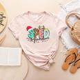 SPED Squad Special Education Teacher Autism Christmas Women Women's Heather T-Shirt Heather Peach