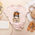 STEM Teacher Messy Bun Fall Vibes Autumn Thanksgiving Men Women Women's Heather T-Shirt Heather Peach