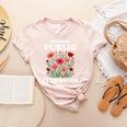 Support Public Education Cute Floral Teacher Red For Ed Women's Heather T-Shirt Heather Peach