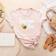 Teacher Bee Bumblebee Back To School Women's Heather T-Shirt Heather Peach Teacher Bee Bumblebee Back To School Women's Heather T-Shirt Heather Peach