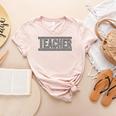 Teacher Checkered Racing Teacher Appreciation Men Women Women's Heather T-Shirt Heather Peach Teacher Checkered Racing Teacher Appreciation Men Women Women's Heather T-Shirt Heather Peach