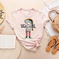 The Teacher Elf Shirt Matching Family Christmas Elf Men Women Kids Women's Heather T-Shirt Heather Peach