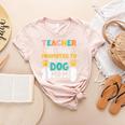 Teacher Off Duty Promoted To Stay At Home Dog Mom Teachers Women's Heather T-Shirt Heather Peach Teacher Off Duty Promoted To Stay At Home Dog Mom Teachers Women's Heather T-Shirt Heather Peach