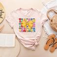 Teacher Pencil Coquette Bow Back To School Teacher Women's Heather T-Shirt Heather Peach Teacher Pencil Coquette Bow Back To School Teacher Women's Heather T-Shirt Heather Peach