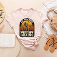 Teacher All Teachers Love Brains Halloween Women's Heather T-Shirt Heather Peach Teacher All Teachers Love Brains Halloween Women's Heather T-Shirt Heather Peach