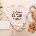Teacher Y'All Gonna Learn Today First Day Of School Teacher Women's Heather T-Shirt Heather Peach