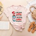 Teaching I Will Drink Coffee Here Or There Teacher Women's Heather T-Shirt Heather Peach Teaching I Will Drink Coffee Here Or There Teacher Women's Heather T-Shirt Heather Peach